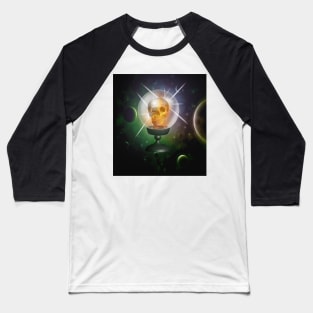 Burning Skull - Crystal Ball - Halloween Baseball T-Shirt